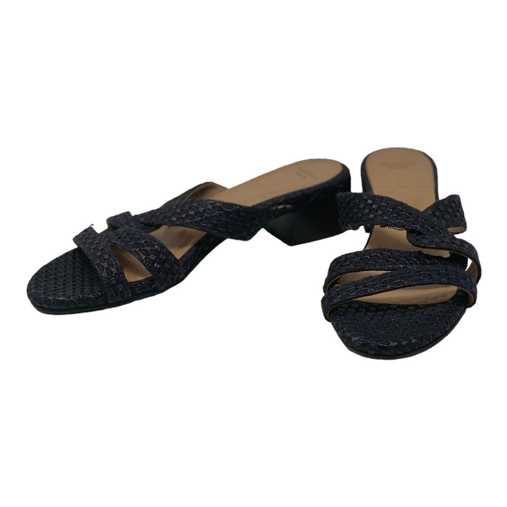 Aquatalia black woven slip on strappy sandals size 9 - US 8